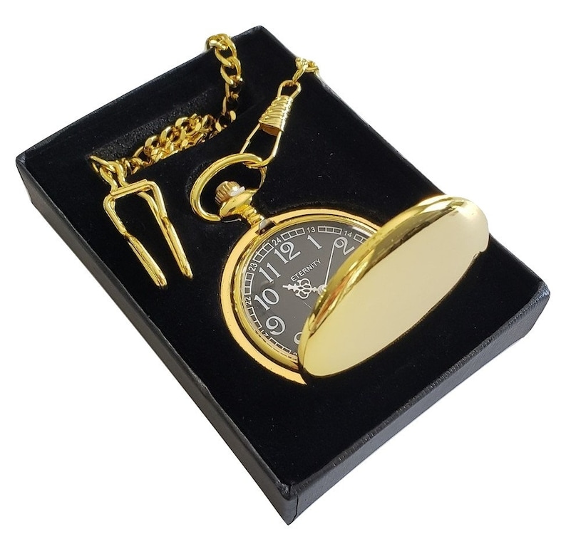 8 Engraved Gold Pocket Watches Mens Pocket Watches Gift Box Etsy