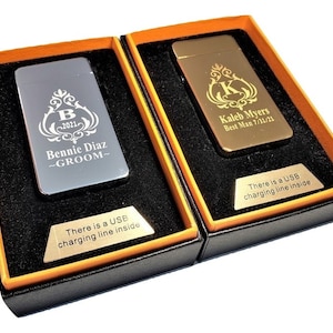 2 USB Lighters plasma double arc technology, Personalized Windproof rechargeable lighter, Engraved Wedding, Outdoorsman & suvival gift.