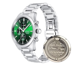 ETERNITY CHRONOMETRIC NAVIGATOR™ Personalized Luxury Men&#39;s watch. Engraved back cover, Comes with gift box & adjustment tool. Wedding gifts