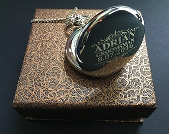 Personalized Groomsman gift-Siver engraved pocket watch in gift box-Best Man gift-Usher gift-Officiant gift-Wedding gift-Brother in law gift