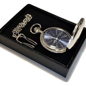 Personalized Pocket watch Blue Roman Numerals engraved pocket watch Personalized Pocket watch in gift box Groomsmen gift Men's watch image 9