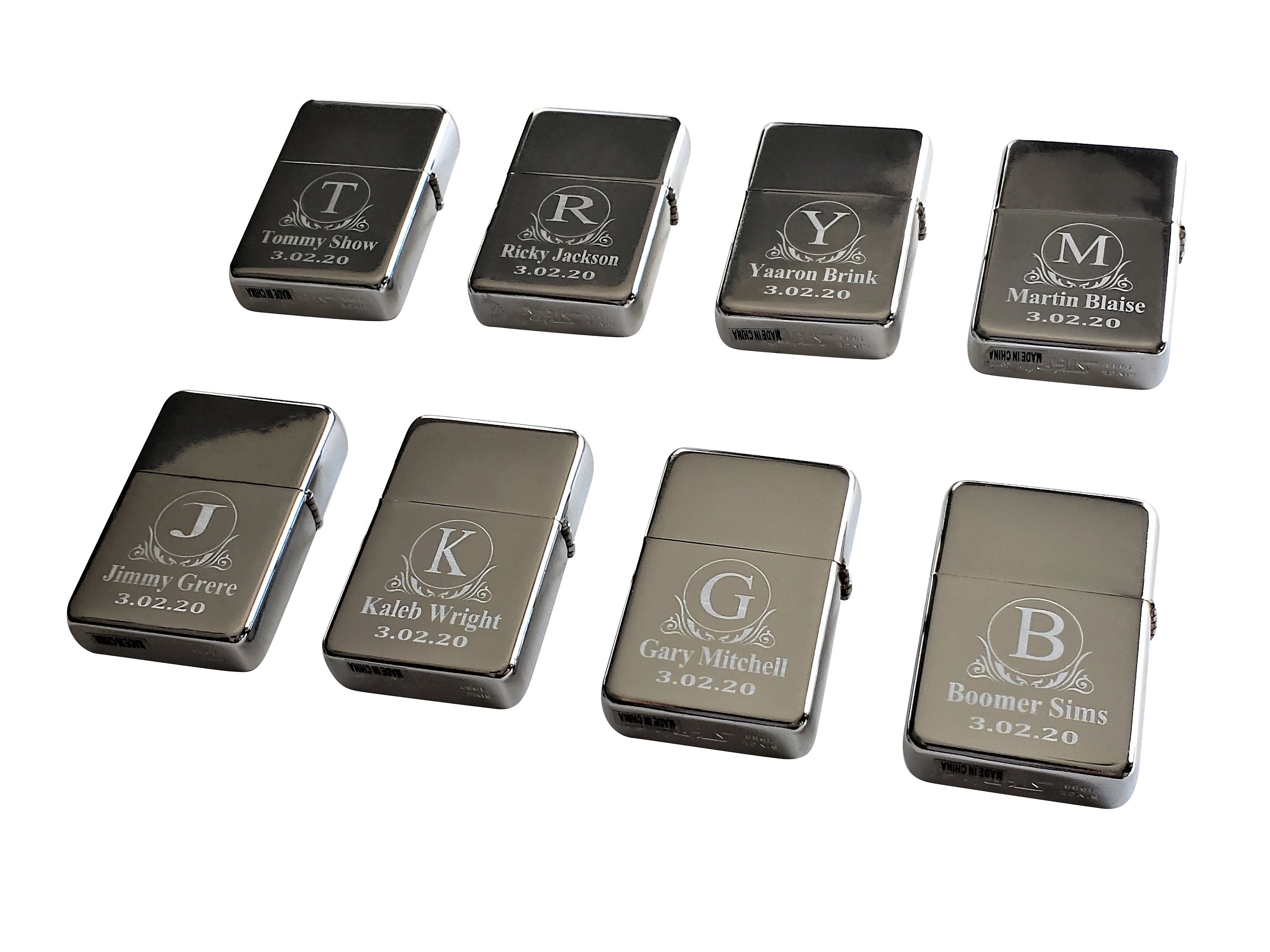8 Personalized engraved lighters set of 8 windproof lighters. Etsy