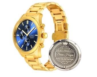 ETERNITY CHRONOMETRIC NAVIGATOR™ Personalized Men's watch. Engraved back cover, Comes with gift box & adjustment tool.