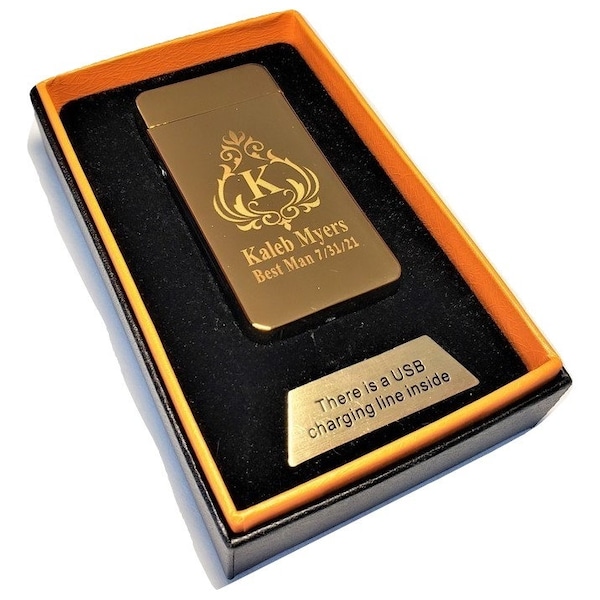 1 USB Lighter plasma double arc technology, Personalized Windproof rechargeable lighter, Engraved Wedding, Outdoorsman & suvival gift.