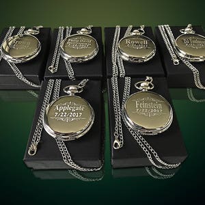 Groomsmen gift set - 6 Engraved pocket watches - Personalized watch & gift box - Custom engraved - Wedding gifts for him - Groomsman gifts