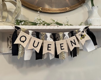 Queen Bee banner, Queen bee decor, Bee Party, Bee Party decor, Queen b banner, Queen bee tiered tray banner, Queen bee