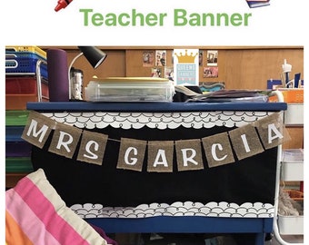 Teacher Banner, Classroom Banner, Teacher Gifts, Teacher desk decor, Teacher Name Sign, Classroom Decor, Teacher Banner, Best Teacher Gifts