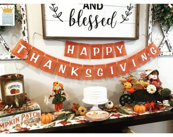 Happy Thanksgiving Banner, Thanksgiving Banner, Fall Banner, Holiday gifts, Holiday Banner, Thanksgiving decor, Harvest banner