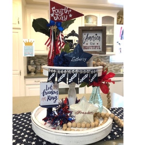 Fourth of July banner, USA banner, Tiered Tray banner, Mini Patriotic banner, Patriotic tiered tray, July 4th Banner, Patriotic Decor