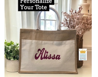 Personalized Tote, Custom Tote, Bridesmaid Gift, Bride Tote, Jute Tote, Will You Be My Bridesmaid, Bachelorette Favors, Bridal gift