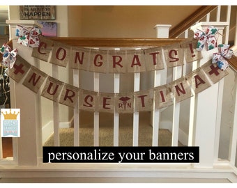 Nurse Banner, Nurse Graduation Banner, Nurse Graduation Party, Nurse Grad, Nurse Gifts, Personalized Banner