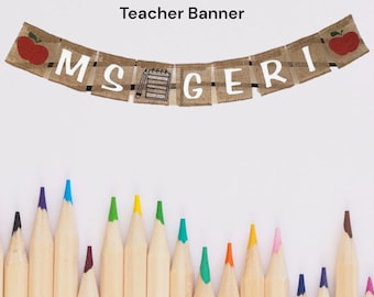 Teacher Banner, Classroom Banner, Teacher Gifts, Teacher desk decor, Teacher Name Sign, Classroom Decor, Teacher Banner, Best Teacher Gifts