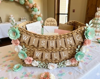 Wishing Well banner, Baby Shower banner, Wishing well mini banner, Personalized mini banner, Baby Shower decor, IT'S A GIRL, Baby Shower