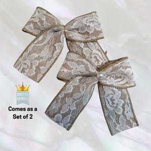 Lace Burlap Bow, Burlap Bows, Flower Bow, Wedding Pew Bow, Rustic Wedding Decor, Wedding, Rustic Burlap Bows, Shabby Burlap Lace Bow,