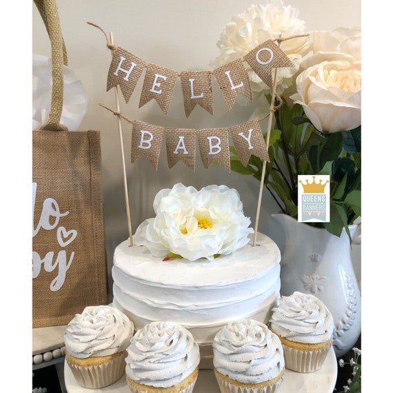 Hello Baby banner, Hello Baby cake topper, IT'S A GIRL, Baby Cake Topper, Burlap Cake Topper, Baby Shower cake topper, Baby Shower Banner