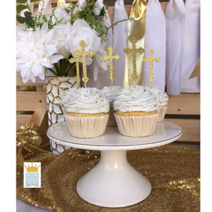 Cross cupcake topper, First Communion topper, Baptism cupcake topper, Holy Communion topper, Christening topper,