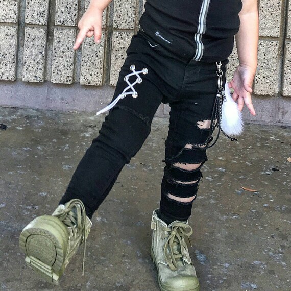 baby boy black distressed jeans