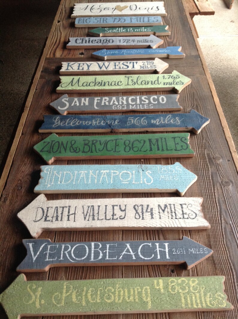 Directional Signs Beach Garden Outdoor Tiki Wood Weathered
