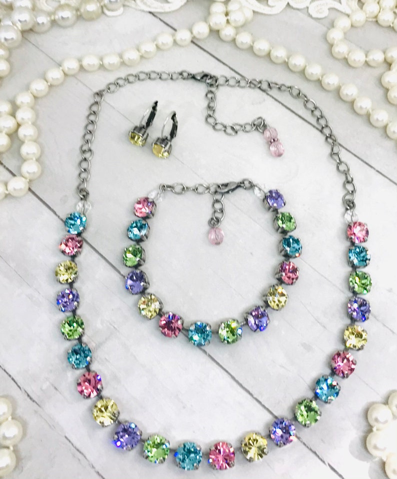 Pastel Crystal Necklace Pastel Rainbow Crystal Necklace Etsy