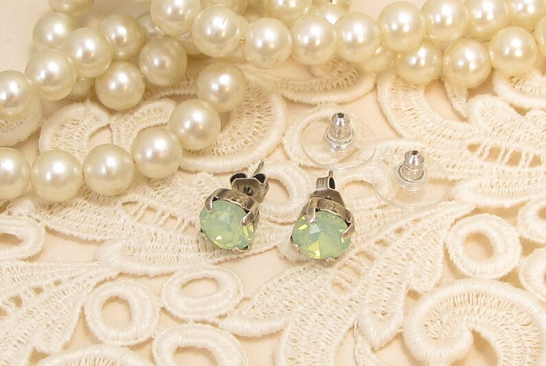 PACIFIC OPAL Stud Earrings Seafoam Green Earrings Pacific Etsy