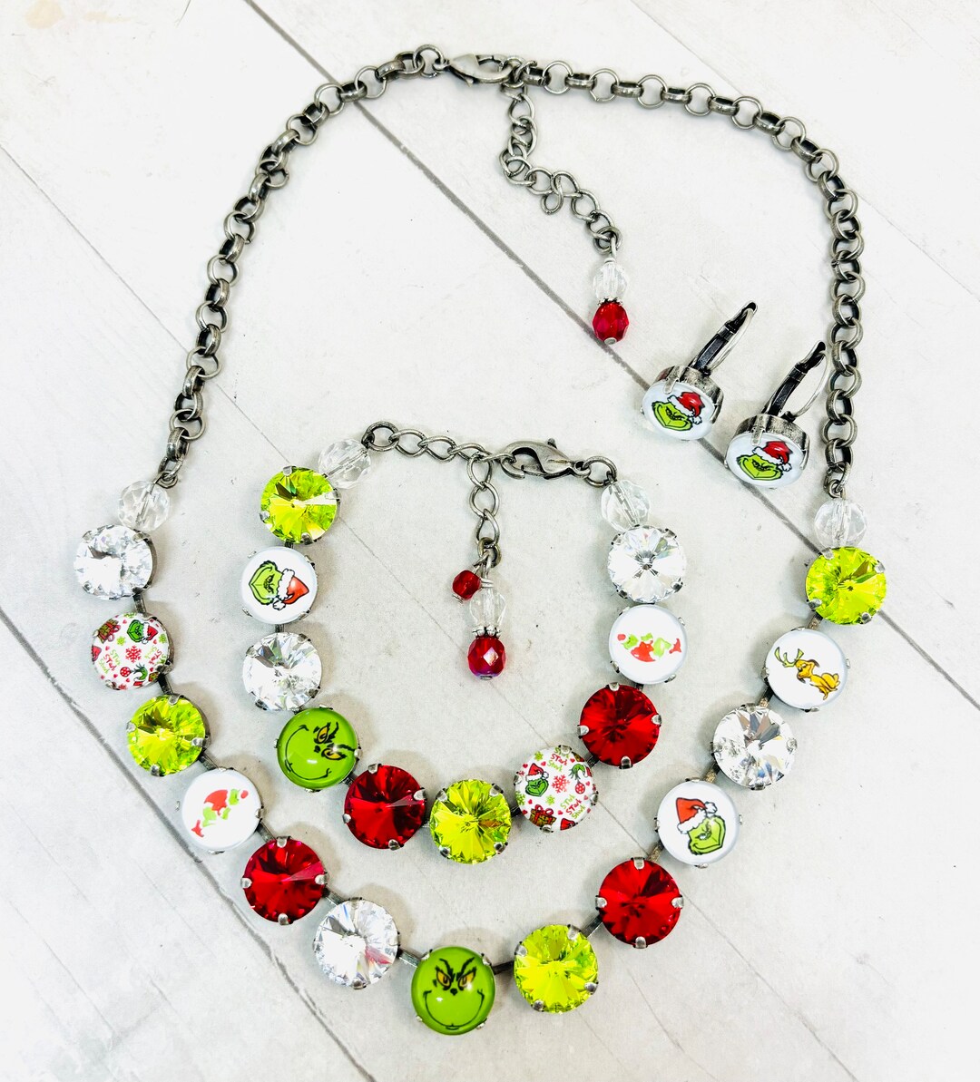 Christmas Bow Earrings Necklace Bracelet Jewelry Set Jingle Bell Jewelry Set Christmas Jewelry Gifts