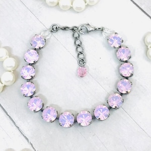 Light Pink Opal Crystal Bracelet, Rose Water Opal Bracelet, Pink Tennis Bracelet, Pink Opal Crystal Tennis Necklace, JKCAROLINA