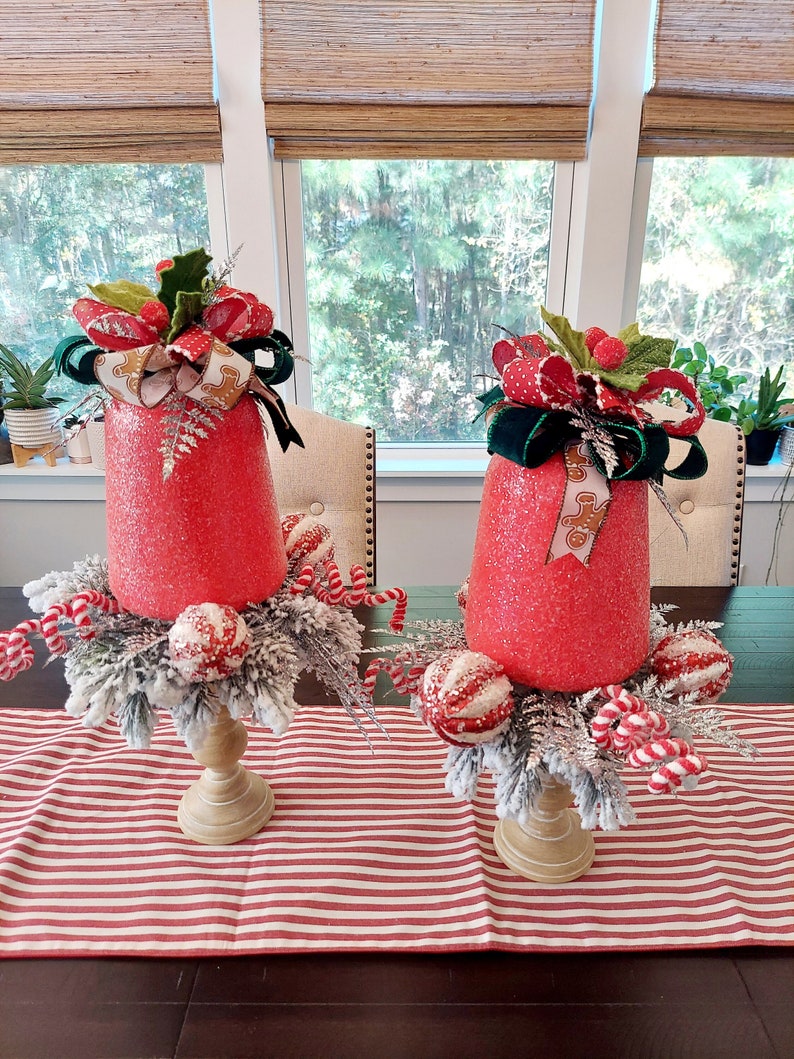 Red Gumdrop Display / Christmas Centerpiece / Table Top Decor / Premium