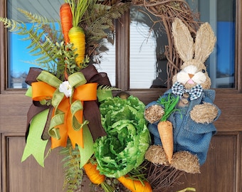 Easter Wreath / Carrot Bunny Wreath / Garden Wreath / Veggie Wreath / Easter Bunny / Easter Rabbit / Premium Wreath / Modern Wreath