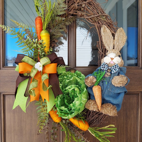 Easter Wreath / Carrot Bunny Wreath / Garden Wreath / Veggie Wreath / Easter Bunny / Easter Rabbit / Premium Wreath / Modern Wreath