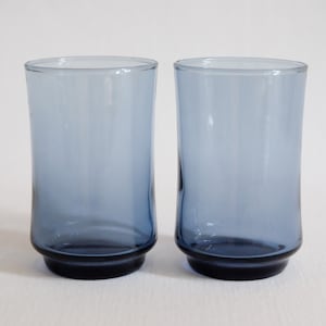 1970s Libbey &#39;Bolero Blue&#39; 6oz flat juice glasses, set of two