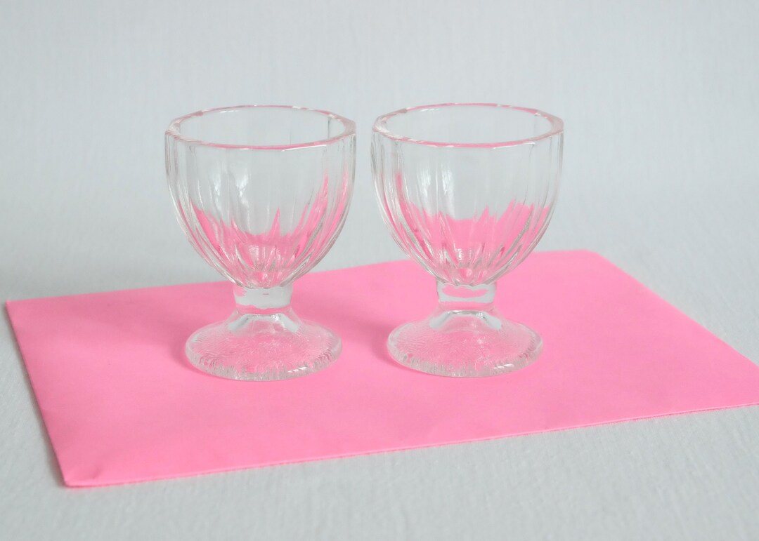 1960s Dominion Clear Glass Egg Cups, Set of Two Etsy