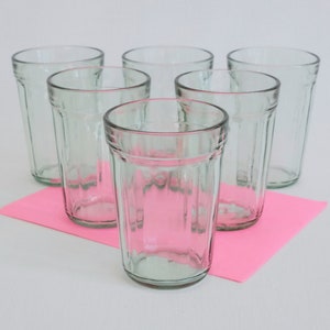 vintage clear panelled 6oz juice glasses, set of six