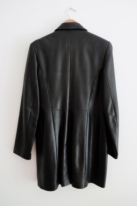 1990s black Danier leather trench coat - Gem