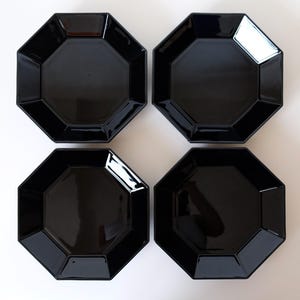 1980s Arcoroc &#39;Octime Black&#39; coupe soup bowl, set of four - RARE