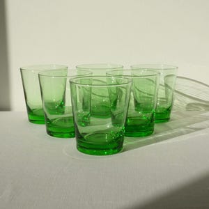 vintage Anchor Hocking green 12oz glasses, set of six