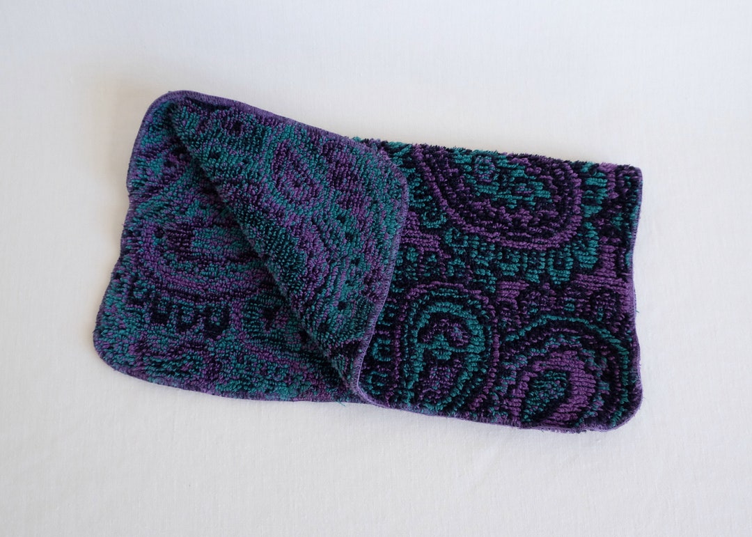 Vintage Fieldcrest Royal Velvet Purple and Blue Paisley Face Etsy