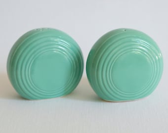 1990s Cantina Ware mint green round salt and pepper shaker set