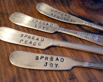 Vintage Stamped Spreader Knives, Set of 4, Hostess Gift