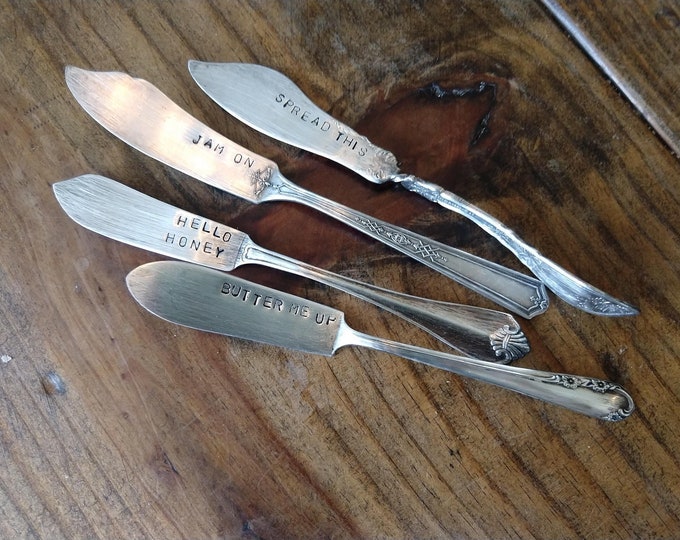 Stamped Vintage Butter Spreaders: Mismatched Silver Plate Knives