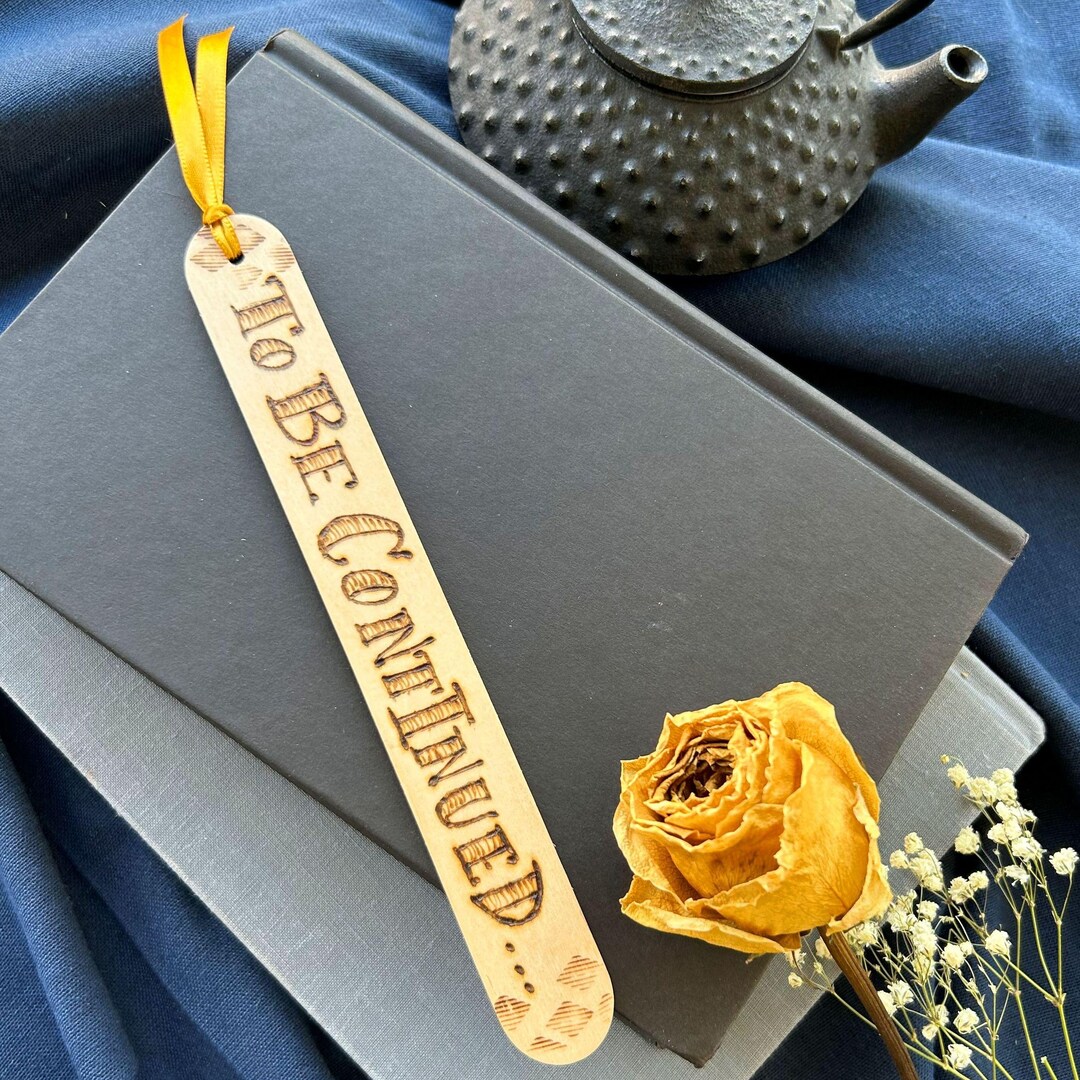 Wood-burned Wooden Bookmark With Gold Ribbon - Etsy