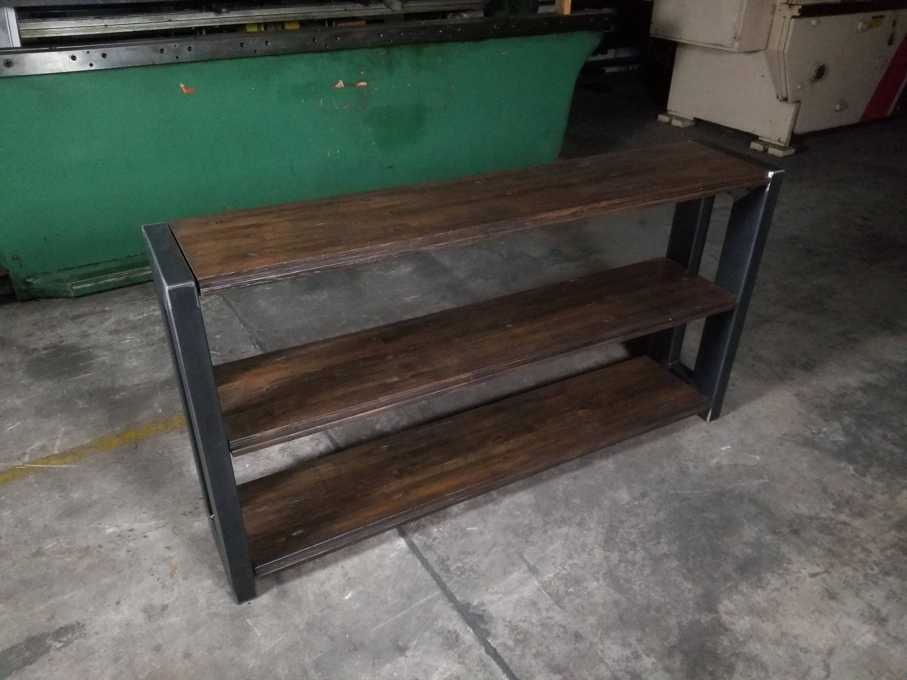 Handmade Rustic Wood and Steel Shelving Unit | Welded Steel Frame ...