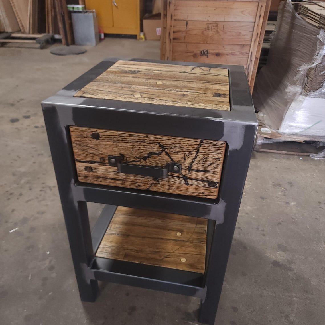 Picture of Industrial Single-drawer Nightstand | Welded Steel Frame, Galvanized ...