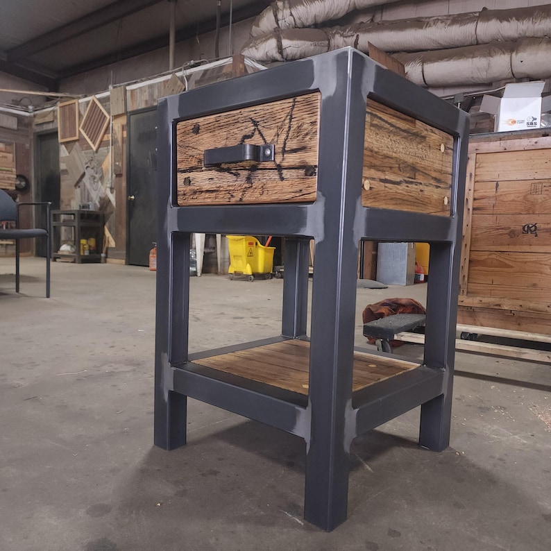 Industrial Single-drawer Nightstand | Welded Steel Frame, Galvanized ...