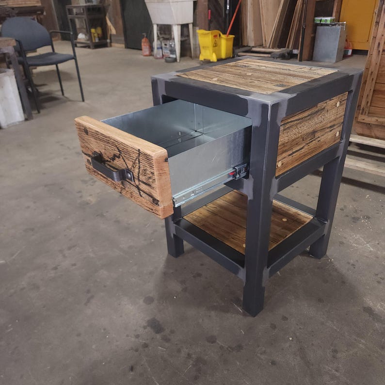 Picture of Industrial Single-drawer Nightstand | Welded Steel Frame, Galvanized ...