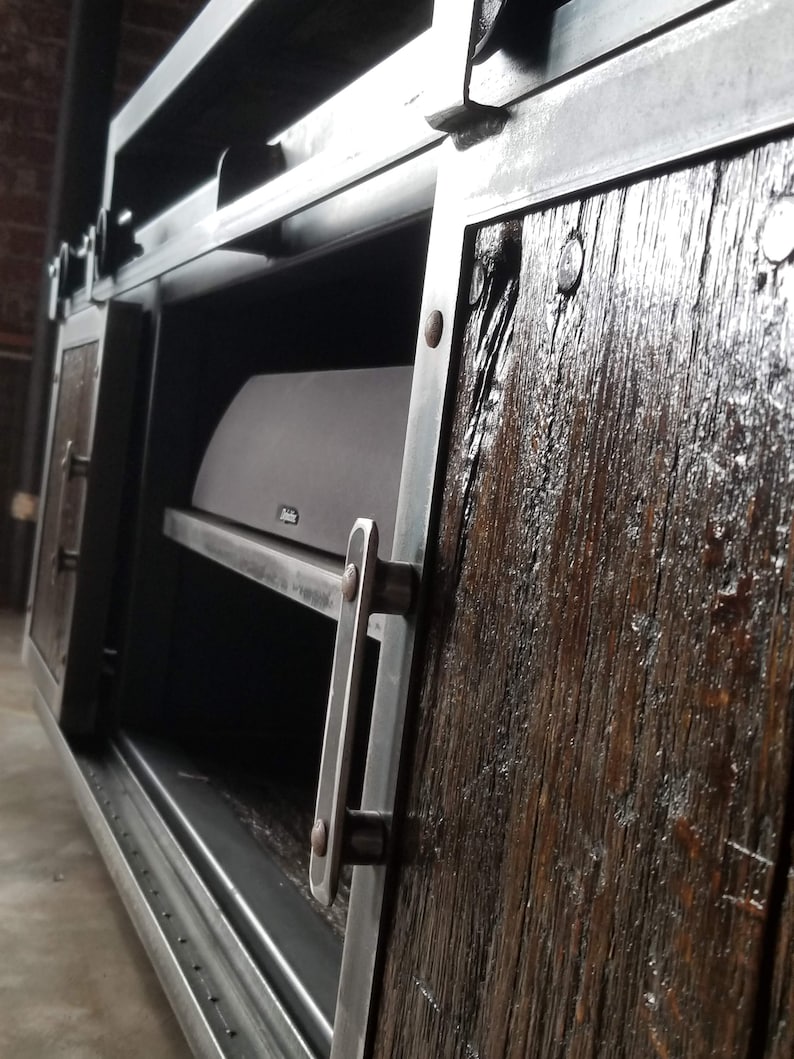 Industrial TV Console Television Stand Industrial Farmhouse Etsy