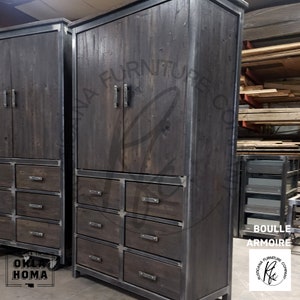 Industrial Boulle Armoire Wardrobe Cabinet
