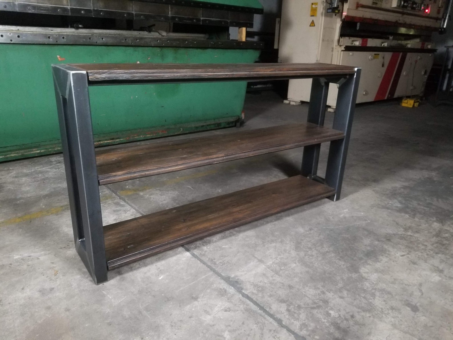 Handmade Rustic Wood and Steel Shelving Unit | Welded Steel Frame ...