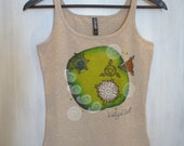 Shirt in eco-style, T-shirt Yoga, T-shirt with a unique author painting, Tank top,  Author painting on T-shirt.