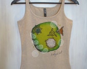 Shirt im Öko-Stil, Yoga T-shirt, T-shirt mit einer einzigartigen Autor Gemälde, Tank Top, Autor auf T-shirt malen.