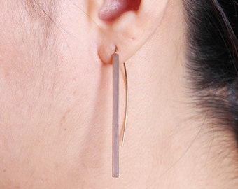 Rectangular Bar Threaders, Wire Threader Earrings, Straight Bar Earrings, Bar Drop Theaders, Ear Threaders, Drop Dangle Threads,